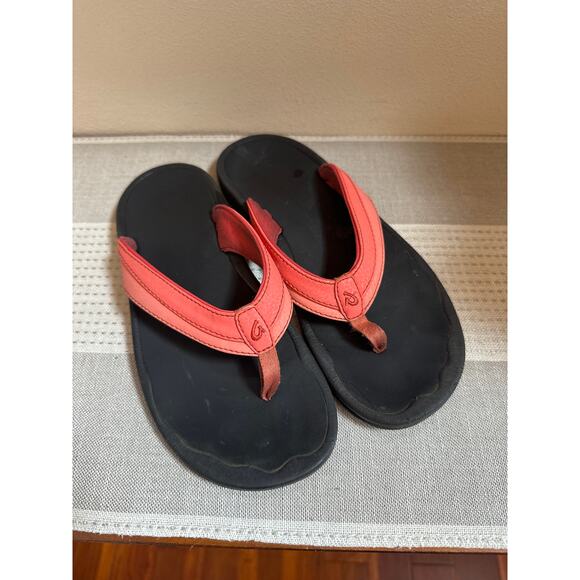 OluKai ‘Ohana Flip-Flops Salmon color Size 7 - Picture 1 of 4